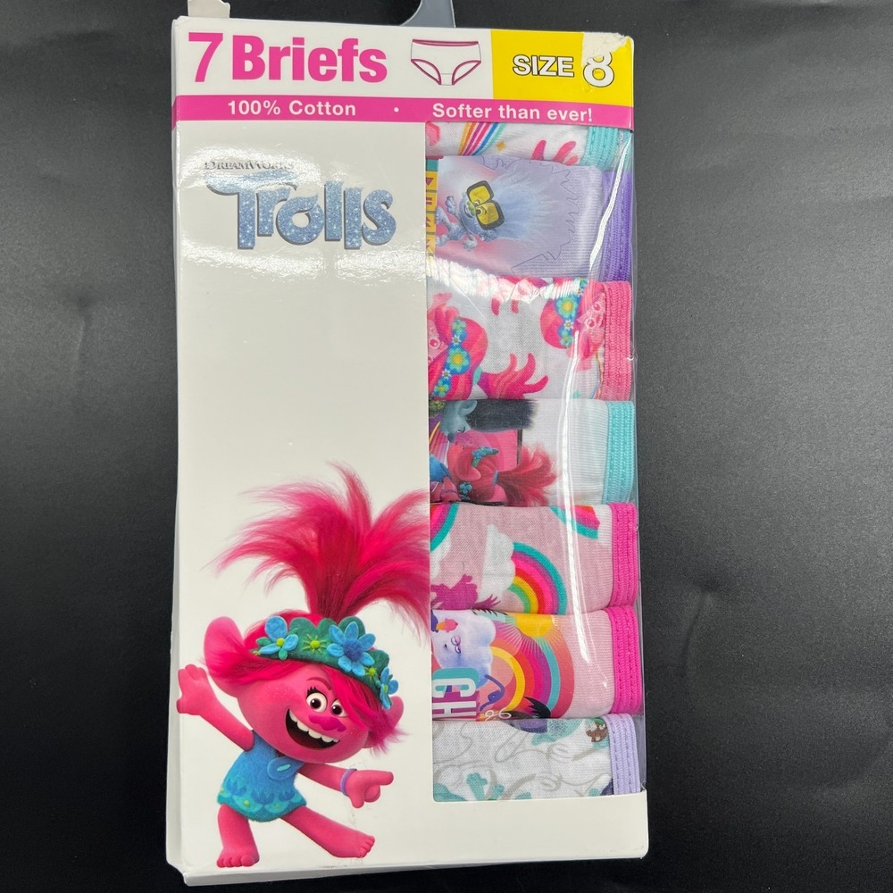 NEW Dramworks Trolls briefs 7 pack underwear girls 100% cotton undies panties 8